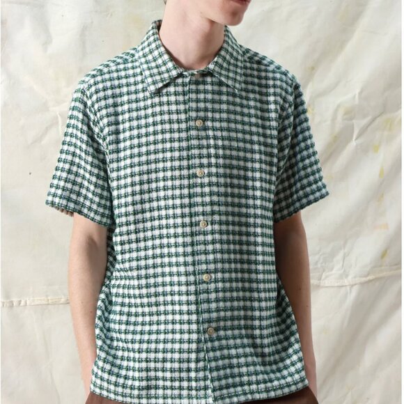 FAR AFIELD TROPICAL GREEN TEXTURED "BUSEY" SHIRT - NWT - Picture 4 of 5